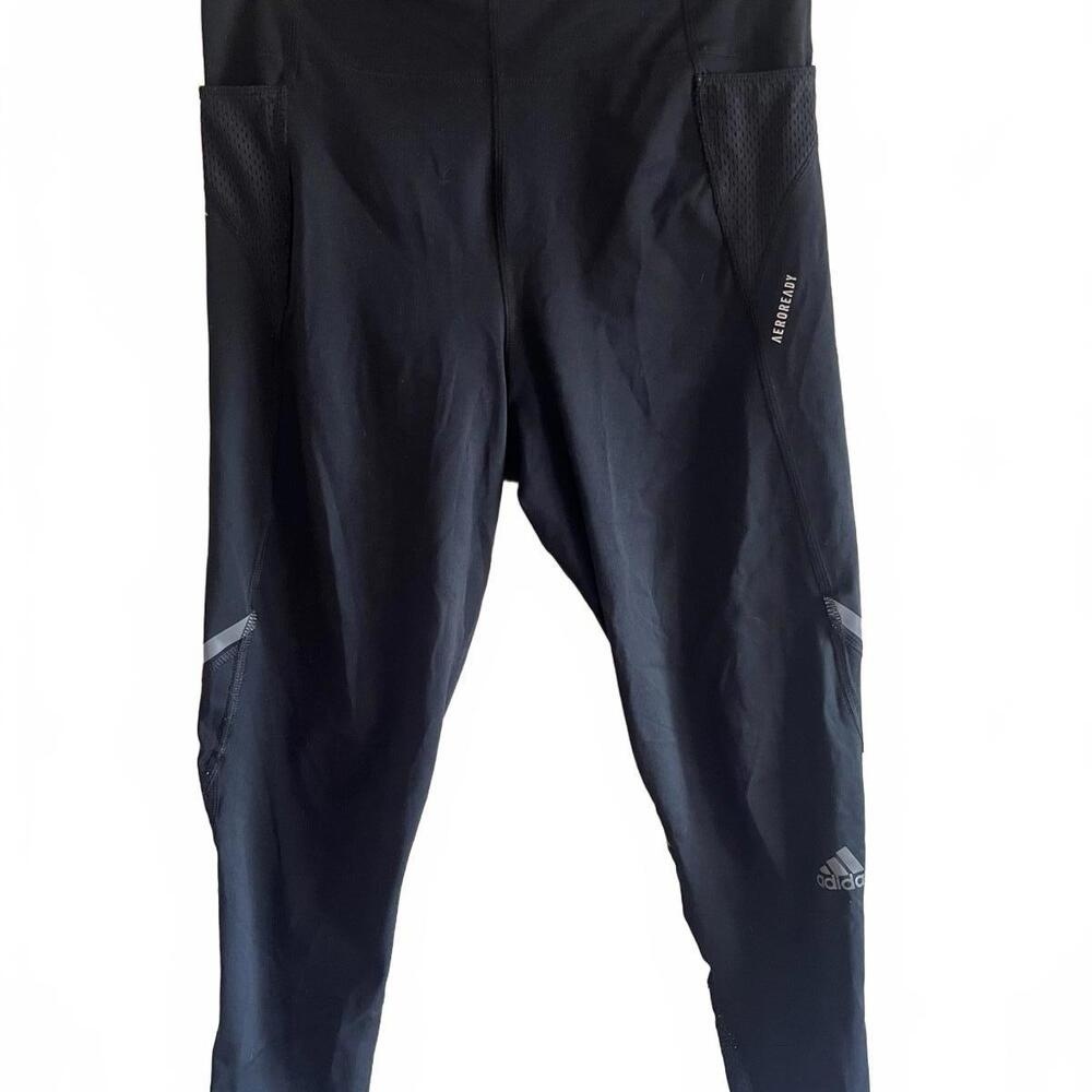 Adidas Aeroready Running Leggings Black High Rise Mesh‎ Pocket Small Womens